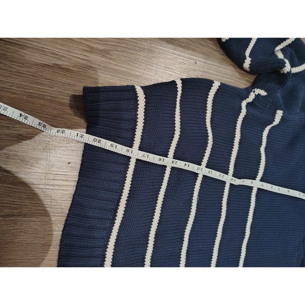 Quince 100% Organic Cotton Striped Crew Sweater Navy Blue Women's M Medium - Picture 7 of 7